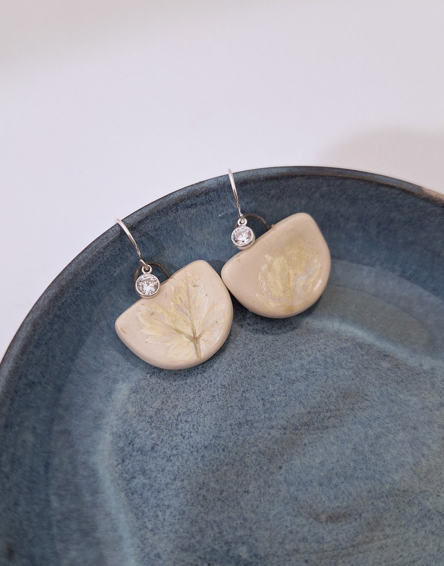 Wild Leaf Ceramic Earrings - Sterling
