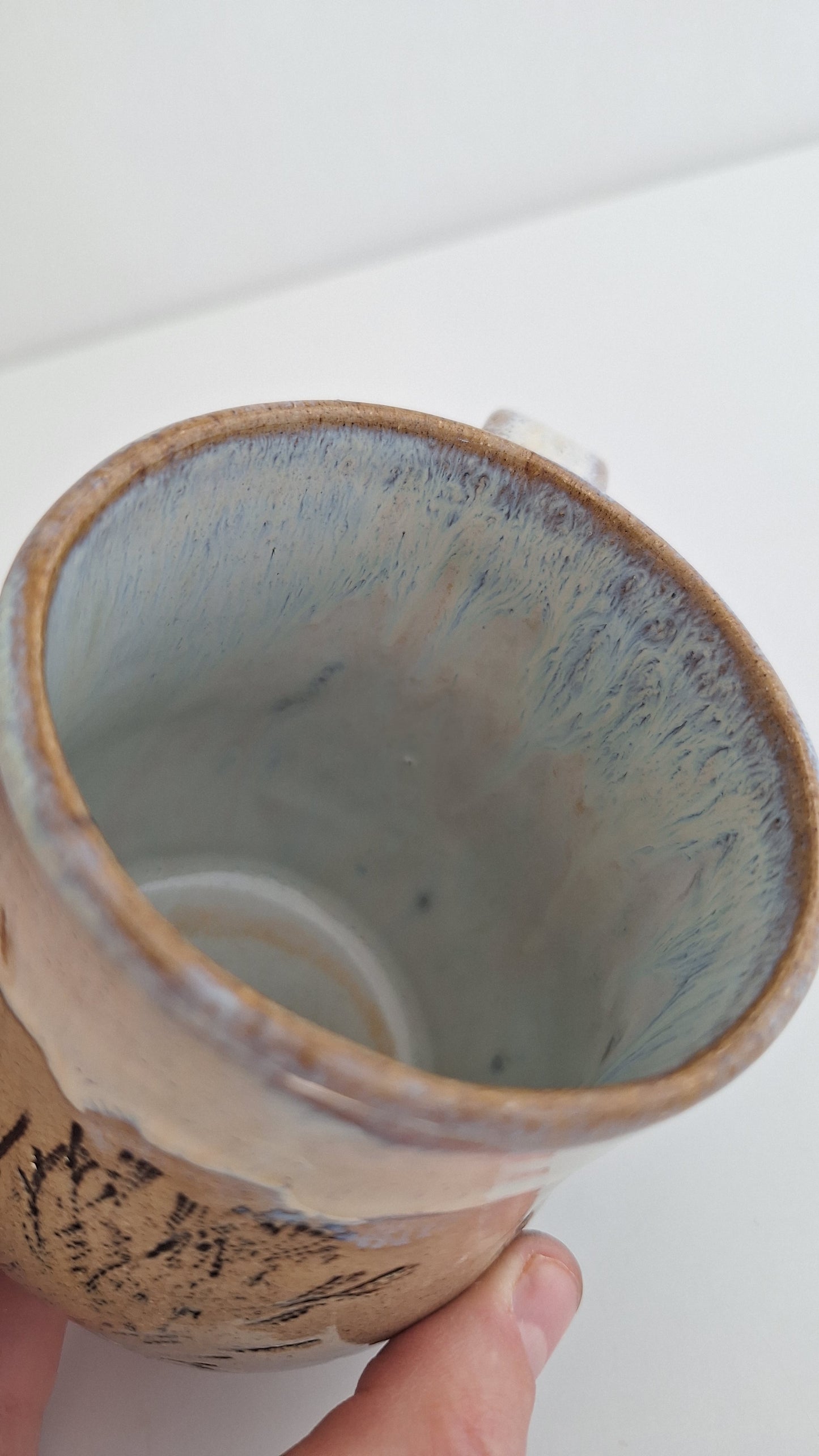 Be Still - Hand Pressed Botanical Stoneware Mug Juniper, One of a Kind Handmade Mug