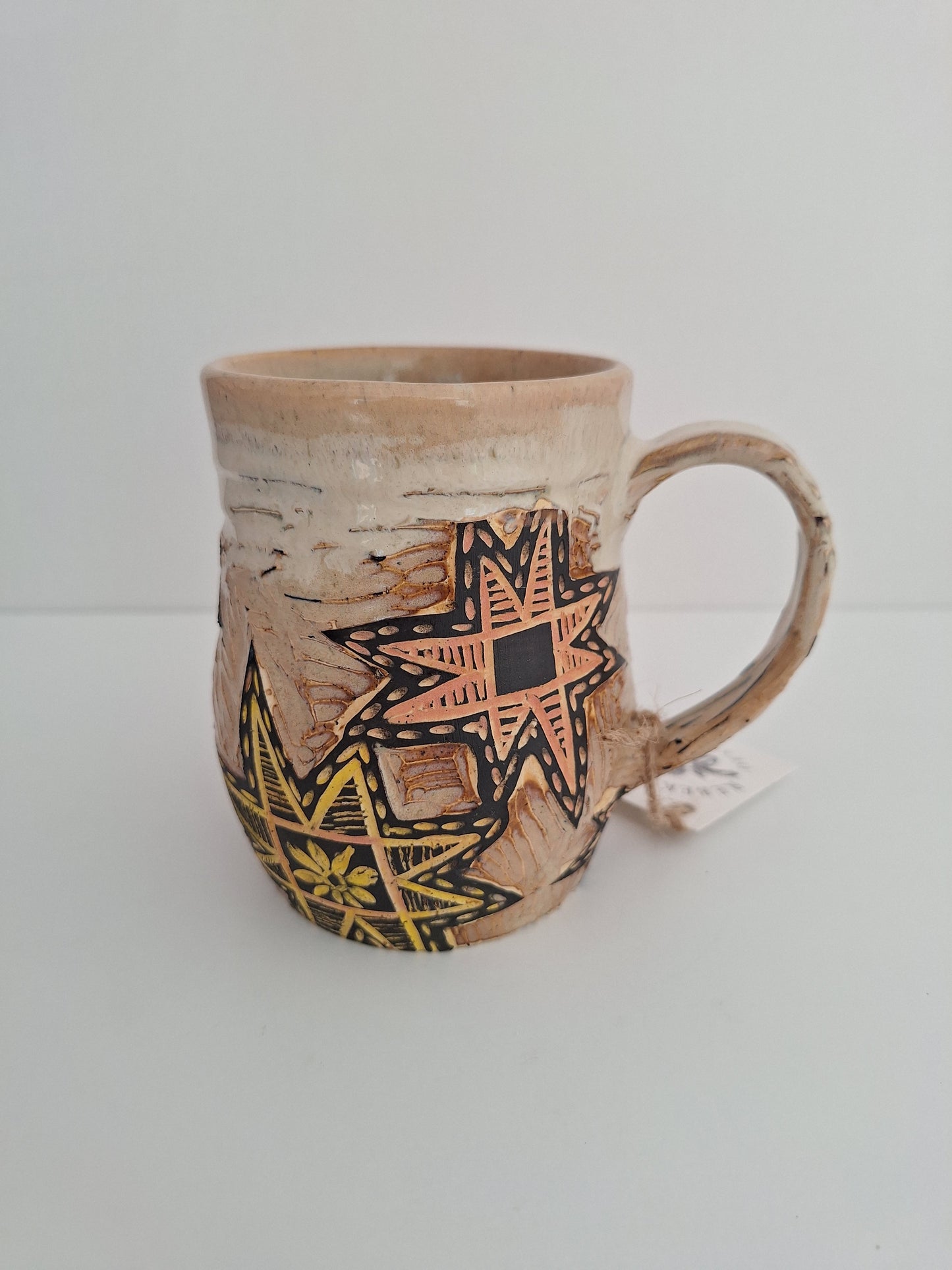 Hand-carved Sawtooth Star Mug