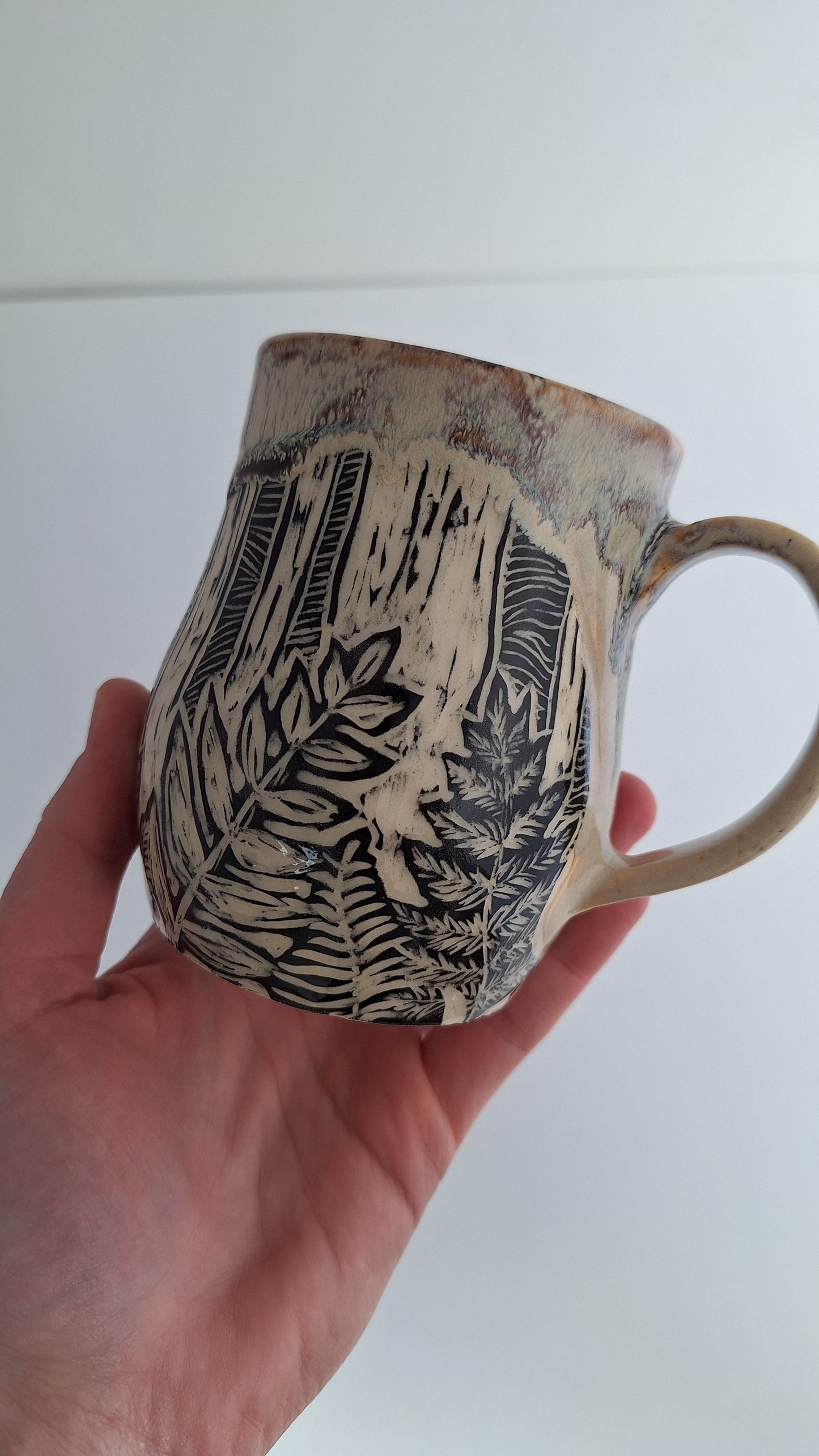 Hand-carved Fern Forest Mug