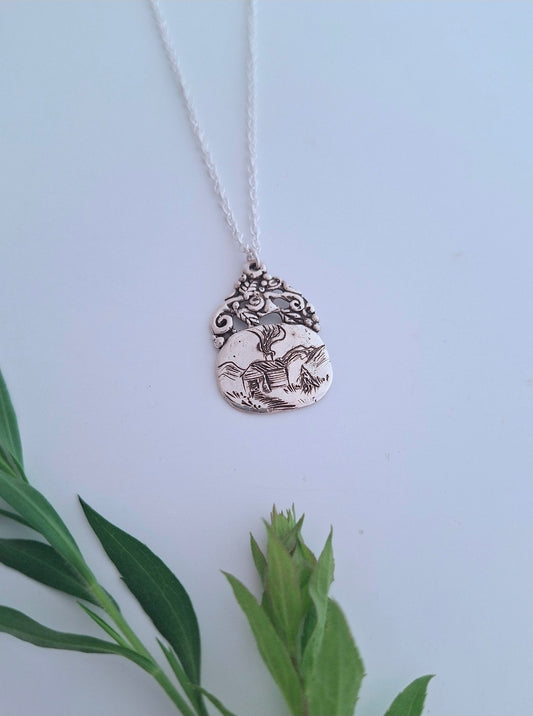 Quiet Cabin Necklace, Handcarved Design