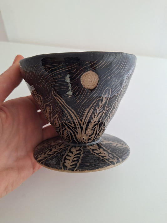 *Perfectly Imperfect* Hand-Carved - Floral – One of a Kind Stoneware Coffee Dripper, Pour over