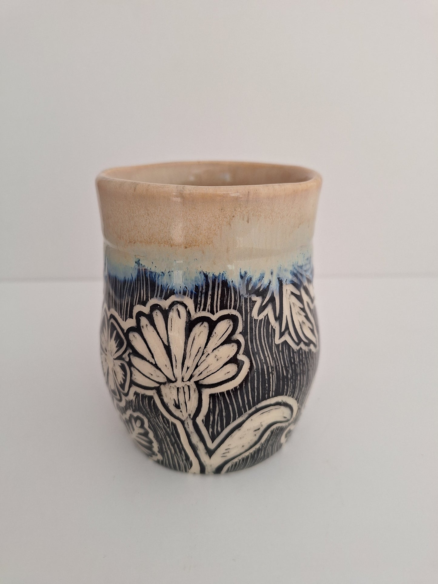 Hand-carved Flora Mug