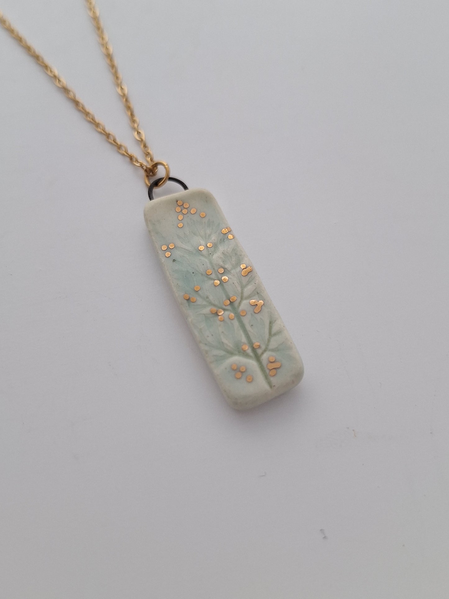 Gold Fern Ceramic Necklace