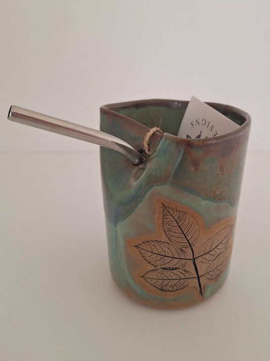 Cocktail Sipper - Botanical Imprint, multiflora rose - straw included