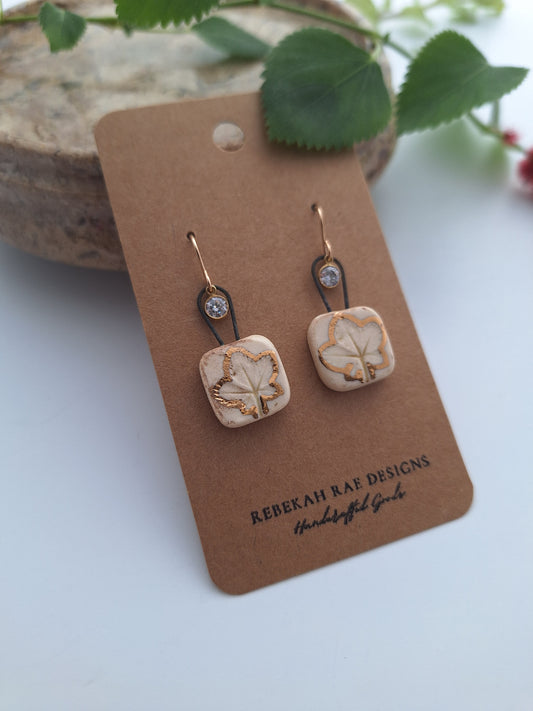 Wild Strawberry Ceramic Earrings - gold