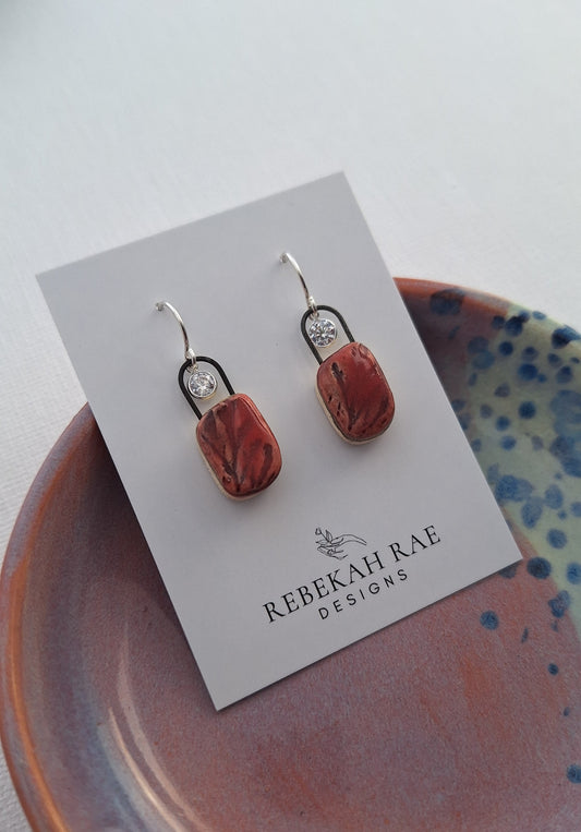 Botanical Stoneware Earrings – Sterling Silver Ear Wires – One of a Kind