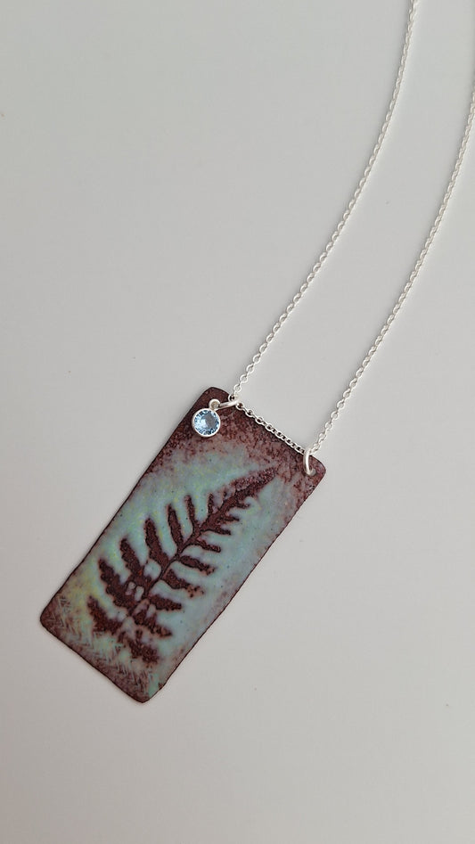 Patinaed Blue Fern Necklace