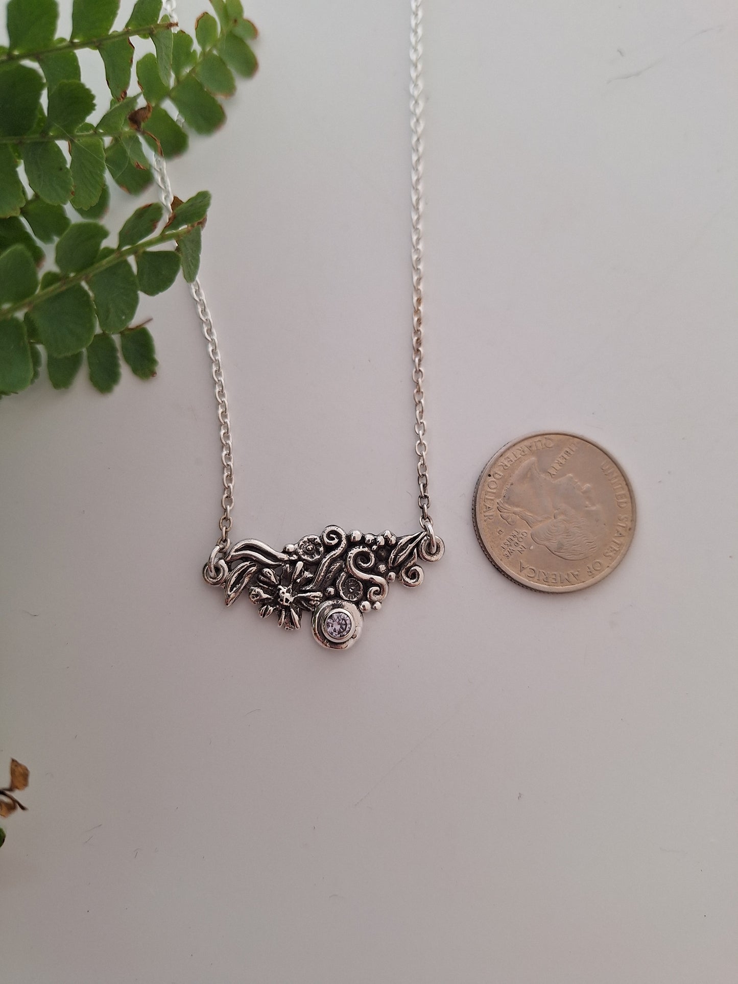 Sterling Silver Cosmo Necklace — One of a Kind Botanical Pendant