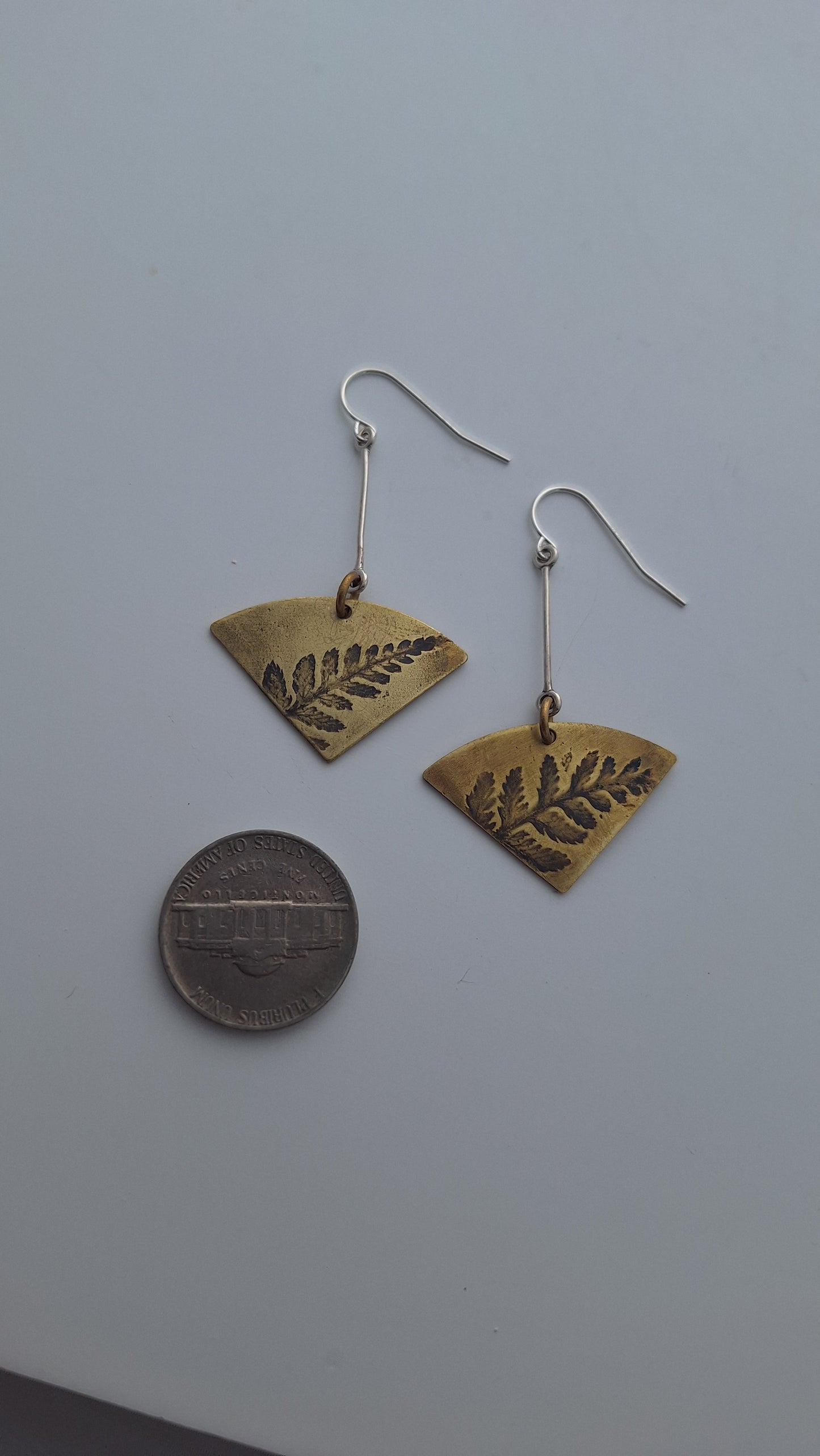 Pressed Wild Fern Brass Earrings — Botanical Imprint (One of a Kind)
