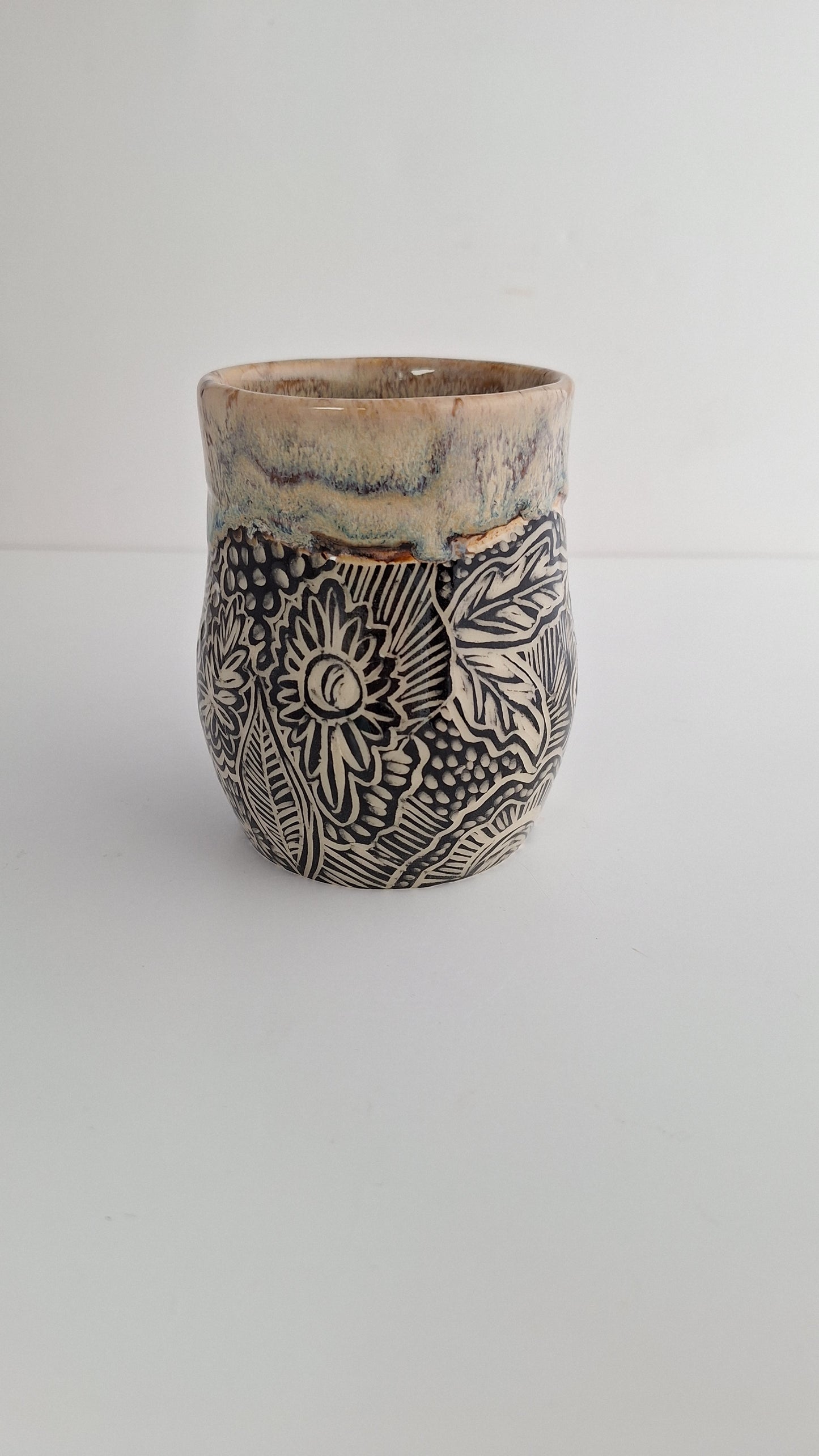 Hand-carved Botanical Mug