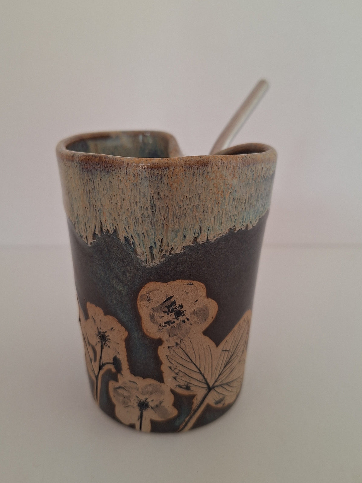 Cocktail Sipper - Botanical Imprint, wild strawberry- straw included
