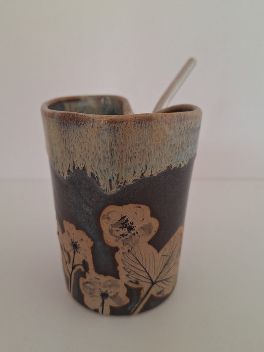 Cocktail Sipper - Botanical Imprint, wild strawberry- straw included