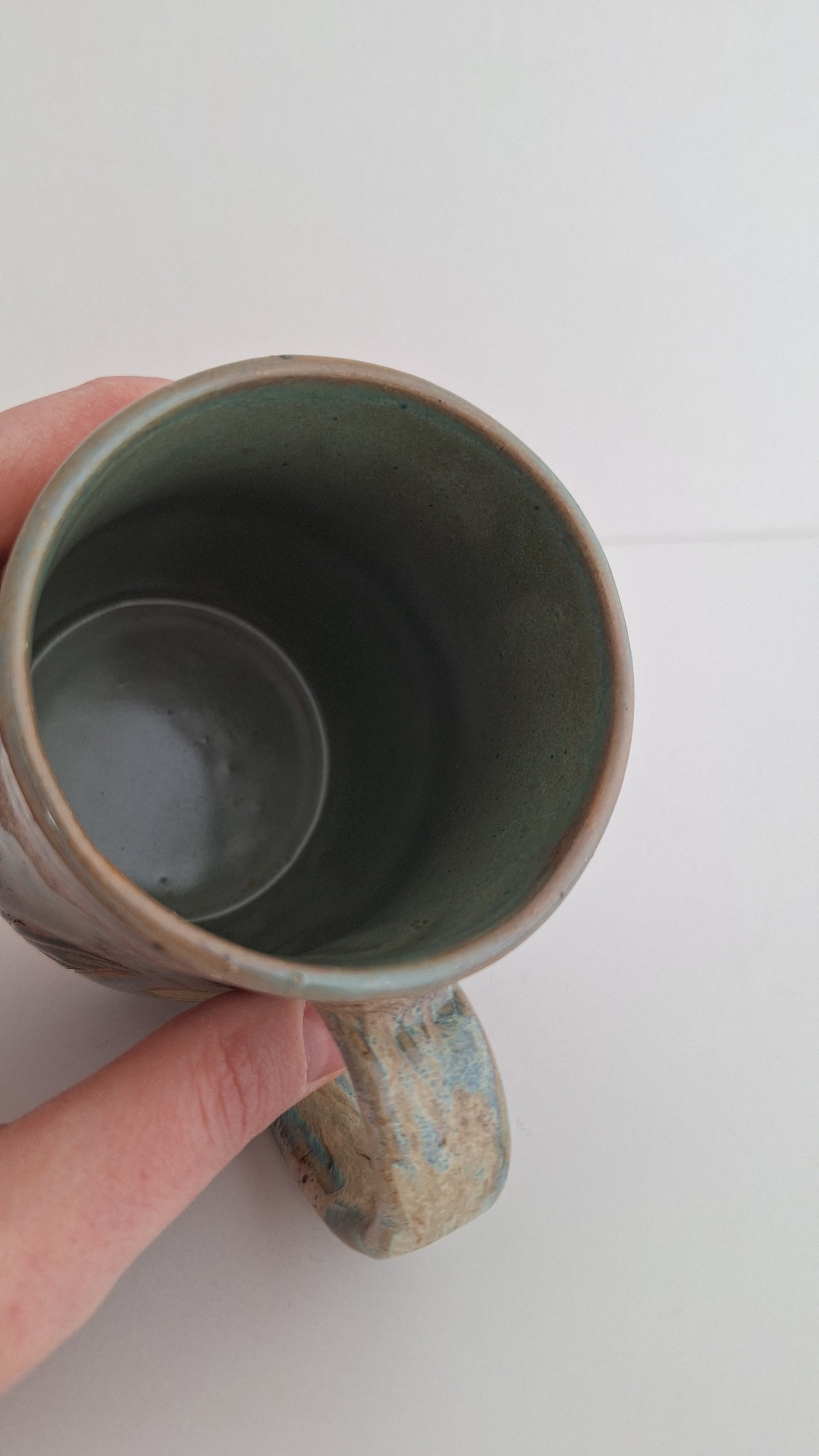 Hand Carved Botanical Stoneware Mug – Sunflowers - One of a Kind Sgraffito Mug
