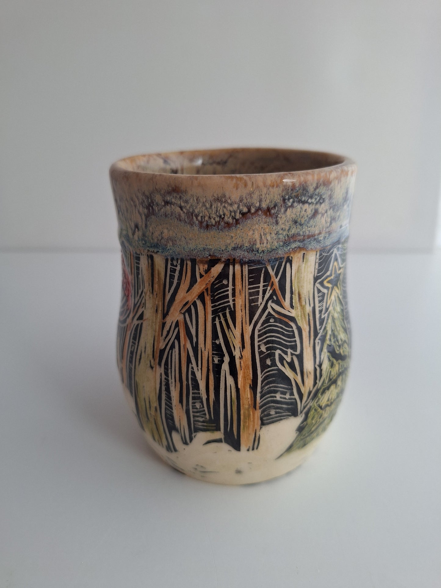 Hand-carved Mushroom House Mug