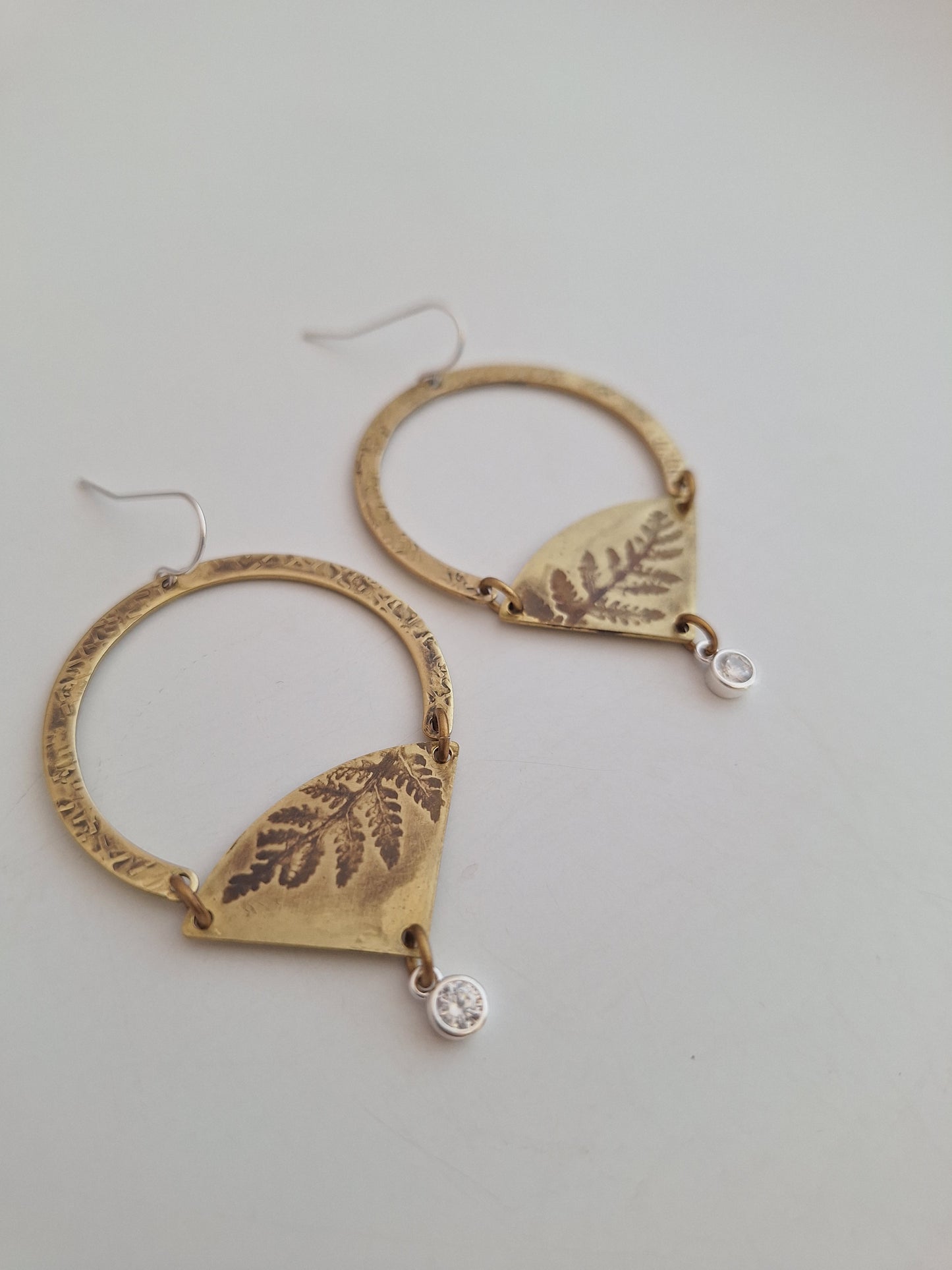 Pressed Wild Fern Brass Earrings — Botanical Imprint (One of a Kind)