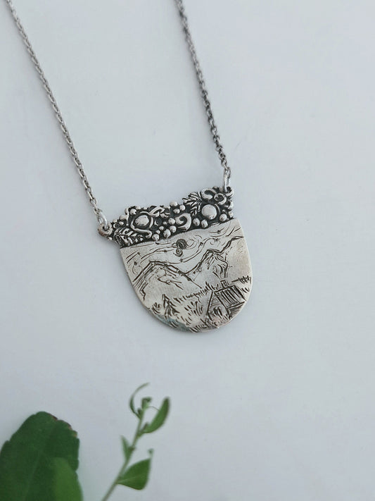 Endless Mountain Necklace, Handcarved Design