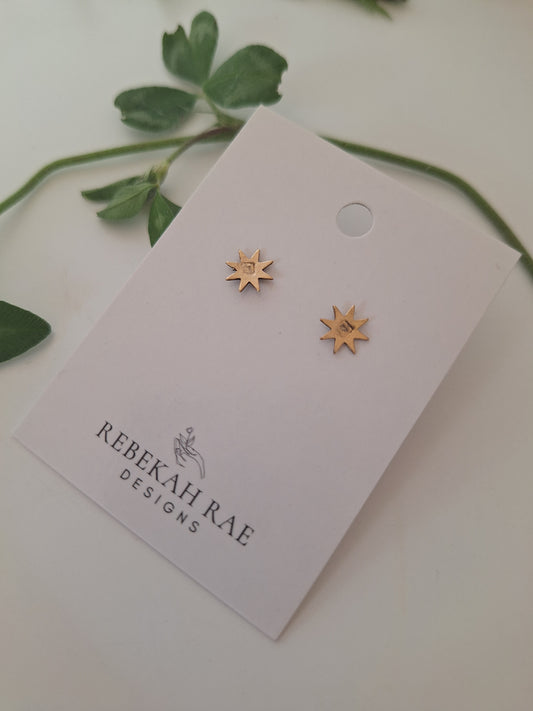 Gold Sawtooth Star Earrings