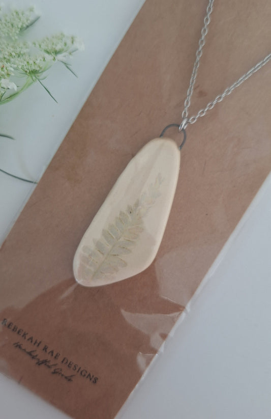 Botanical Imprint Necklace, ceramic