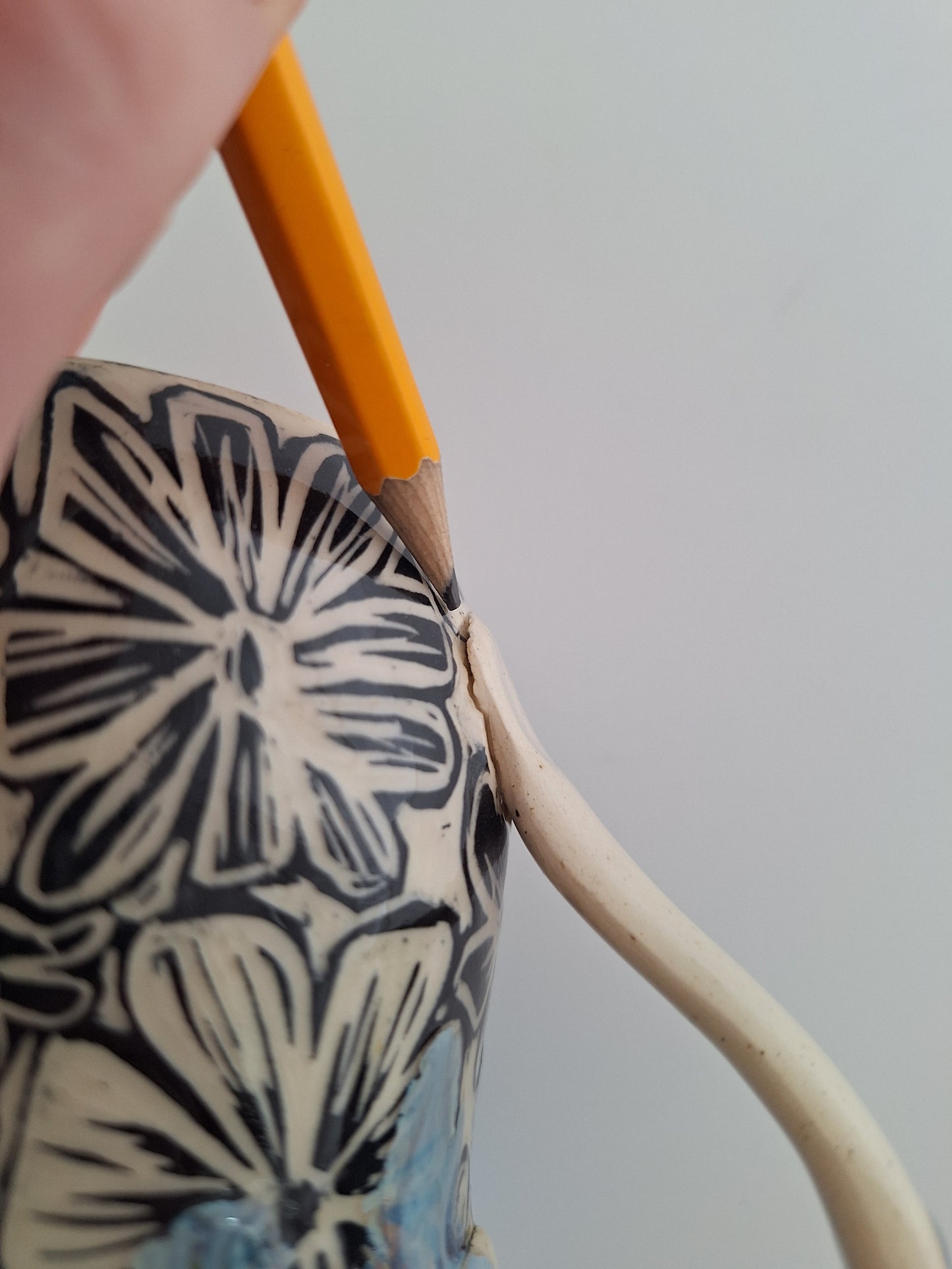 *Perfectly Imperfect* Hand-Carved - No Rain No Flowers – One of a Kind Stoneware Mug