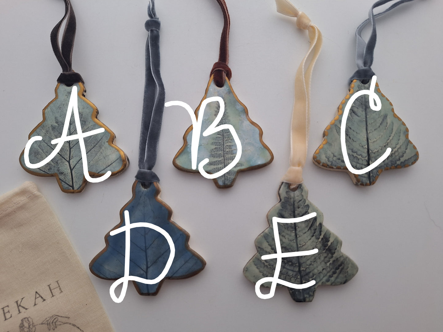 Fern Tree Ornaments - Blue & aqua