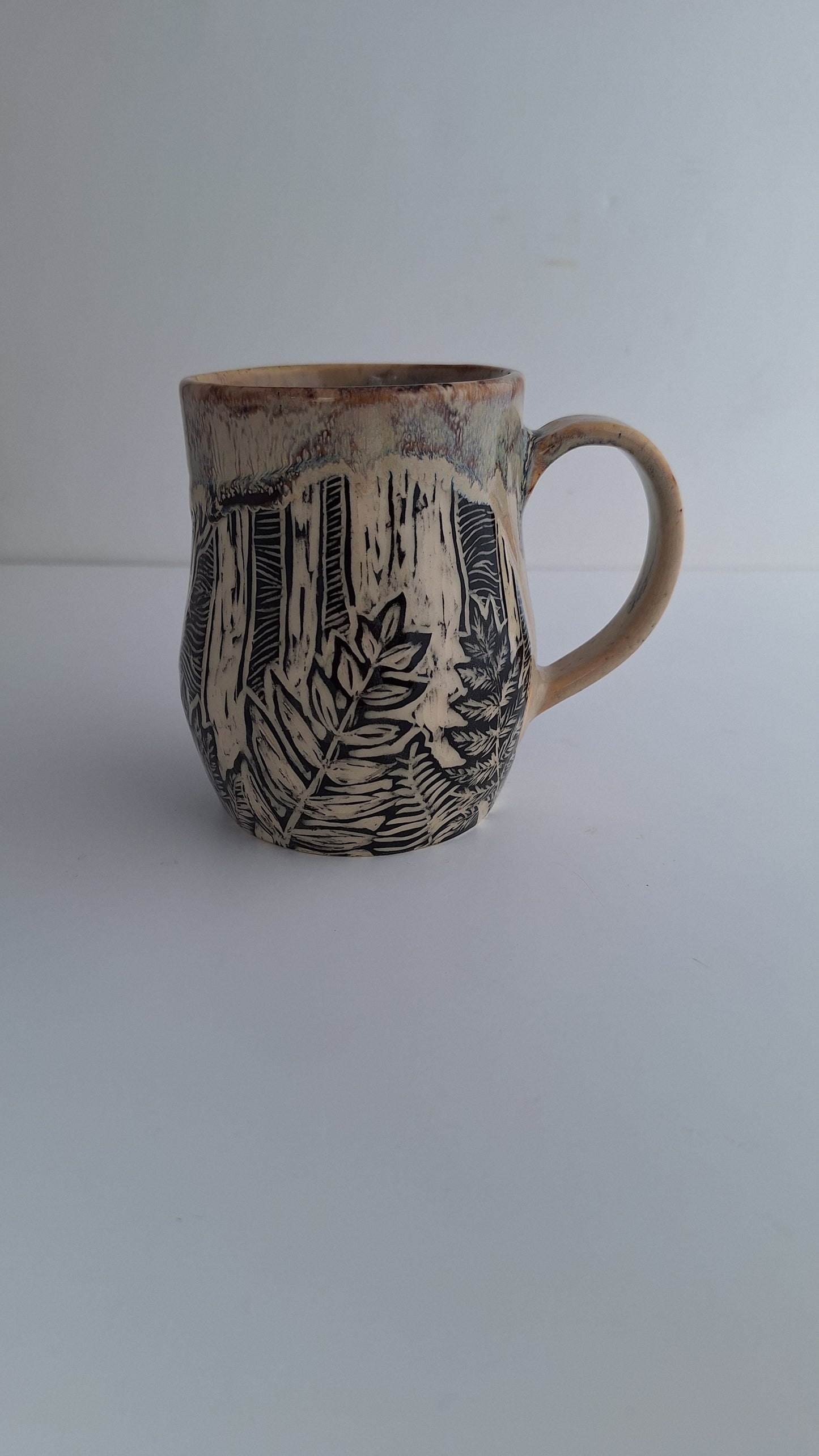 Hand-carved Fern Forest Mug