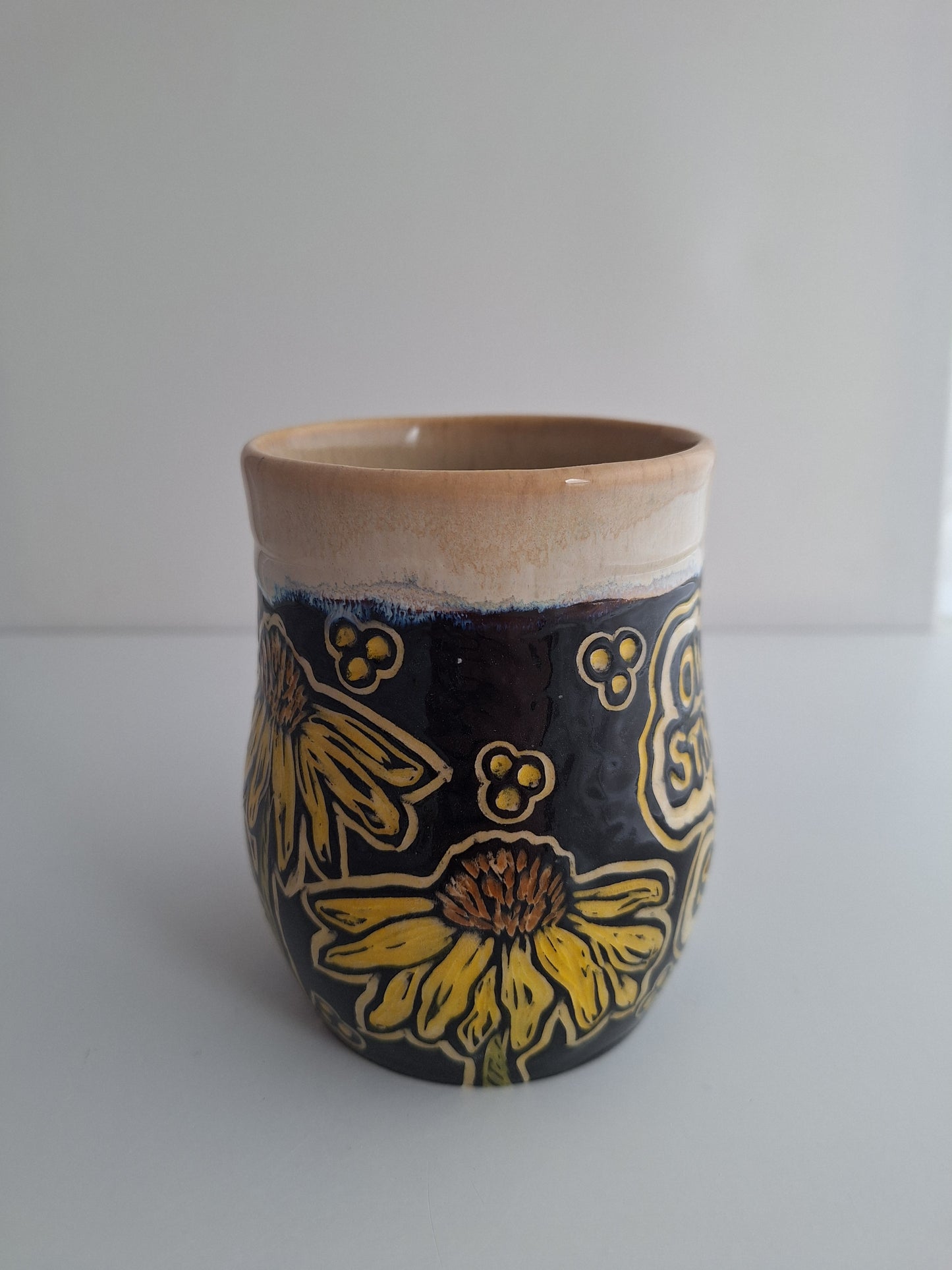 Hand-carved Strength in Softness Mug