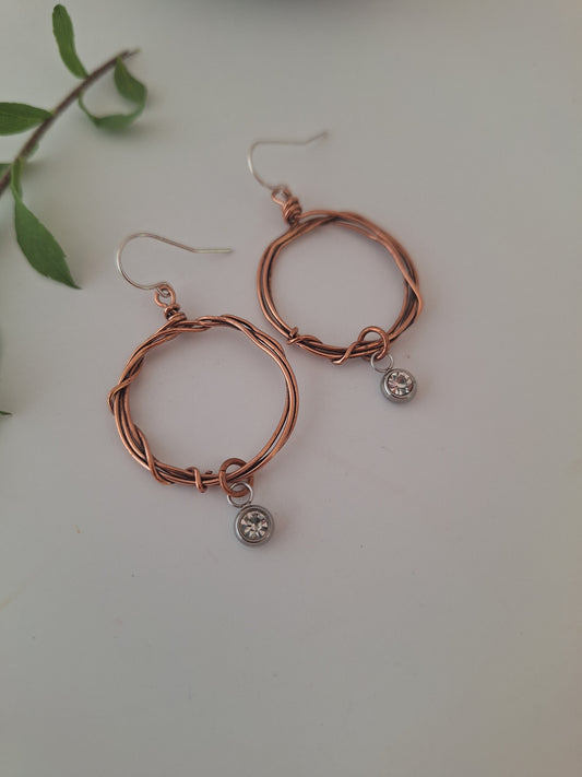 Hammered Hoop Earrings with gems