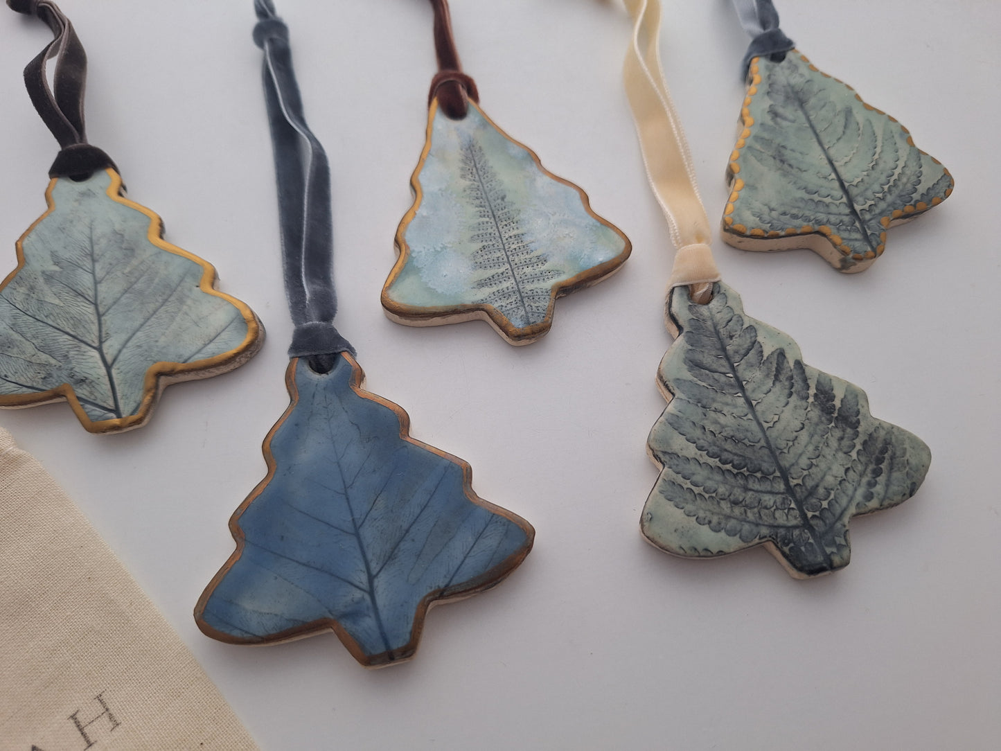 Fern Tree Ornaments - Blue & aqua