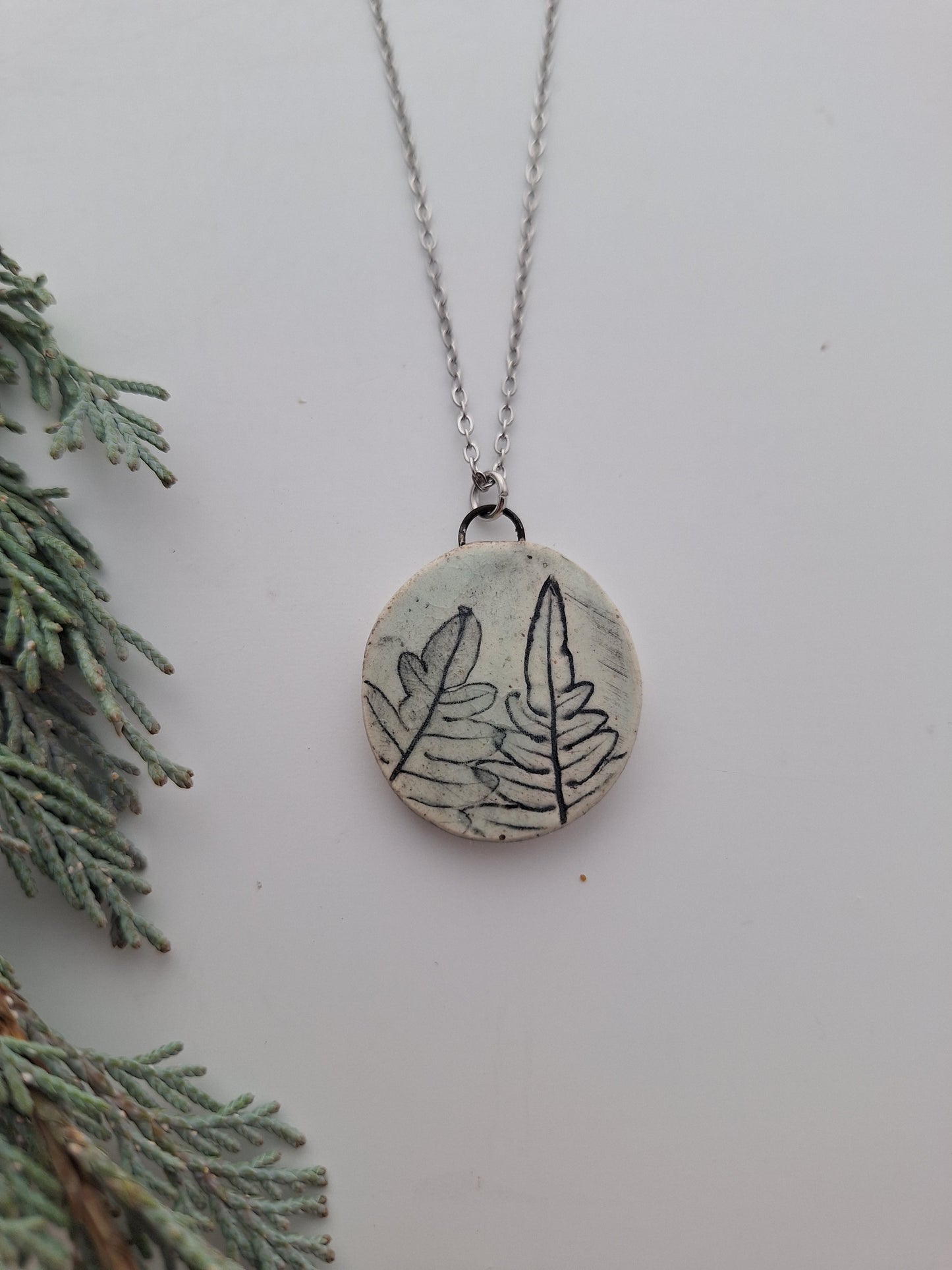 Wild fern Ceramic Necklace