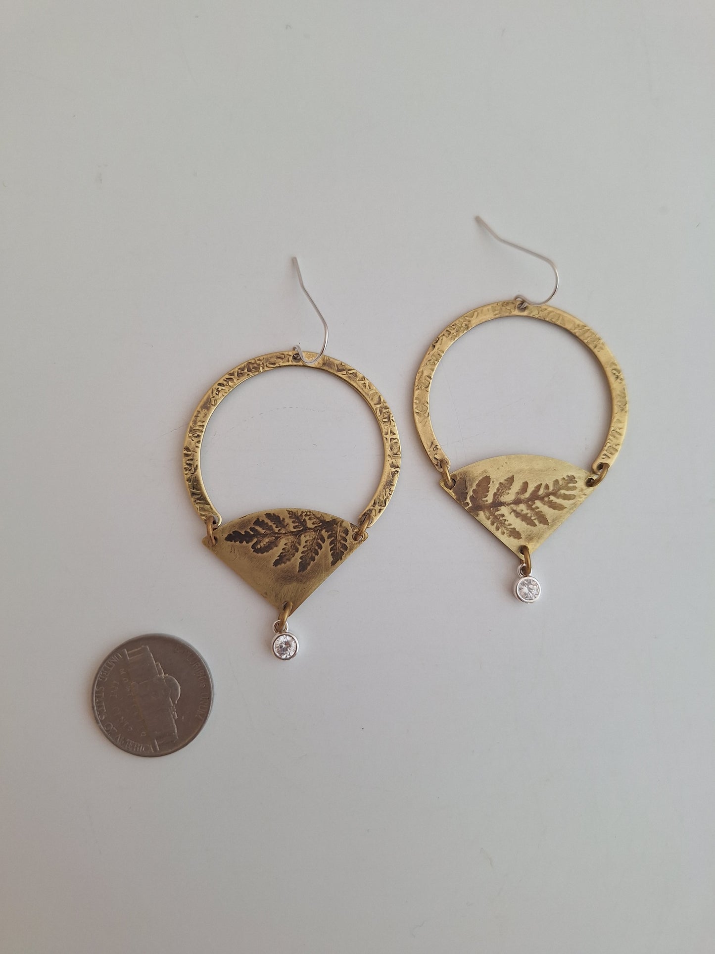 Pressed Wild Fern Brass Earrings — Botanical Imprint (One of a Kind)