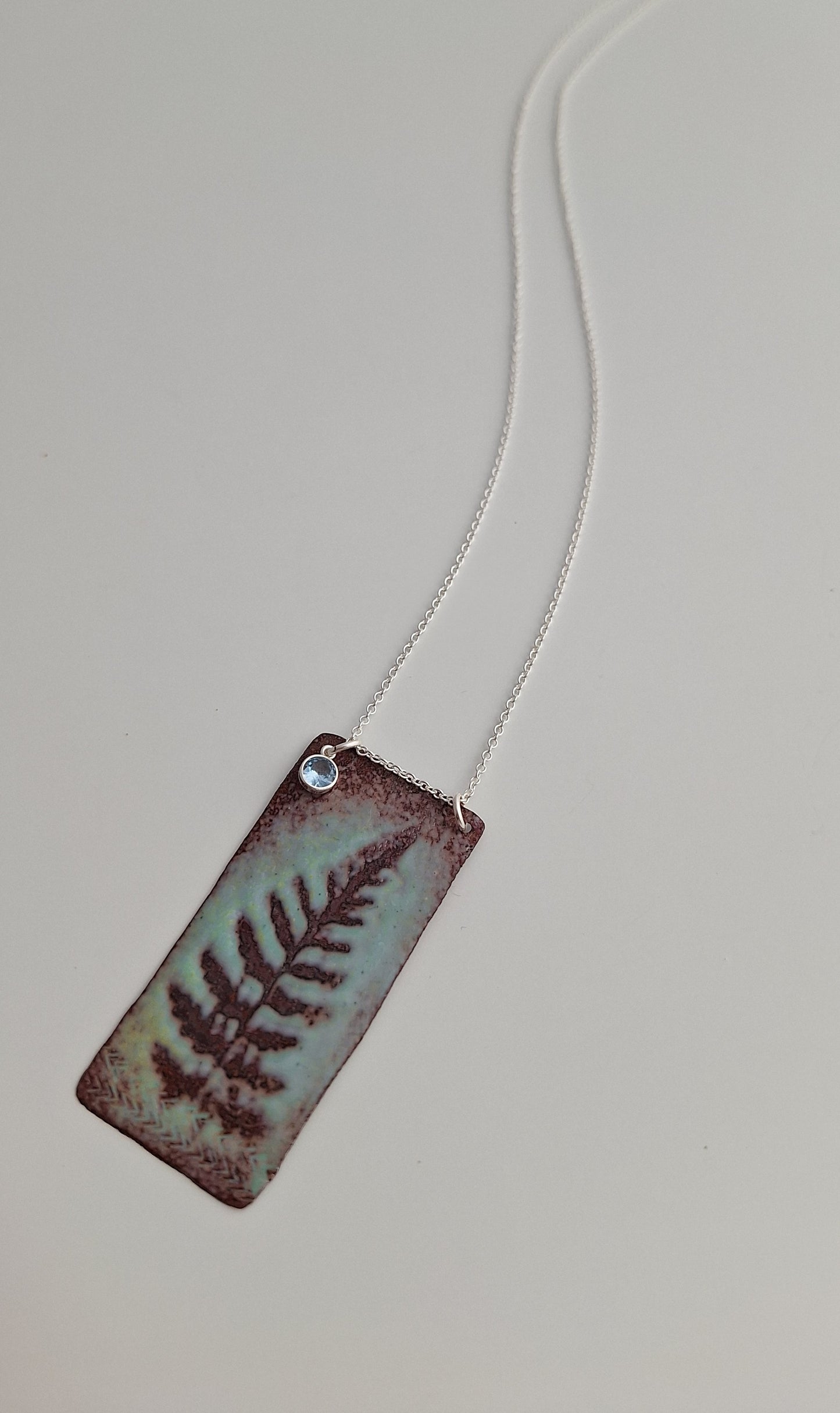 Patinaed Blue Fern Necklace