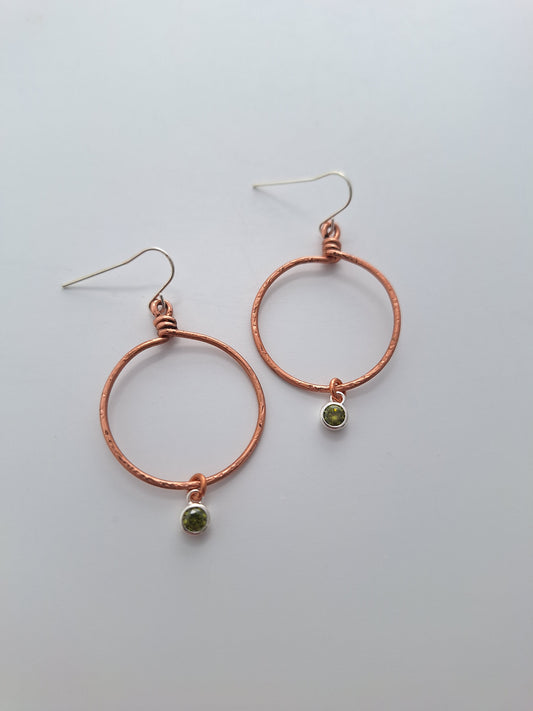 Olivine Hammered Hoop Earrings