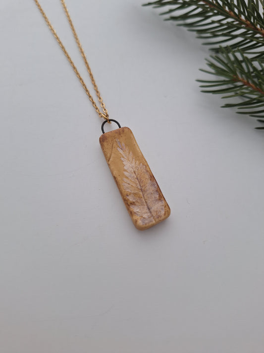 Wood Fern Ceramic Necklace