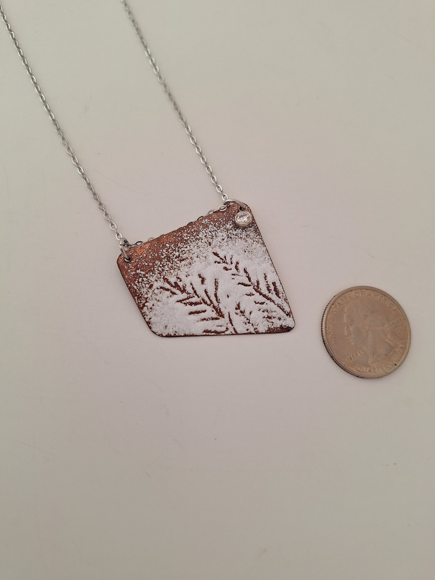 Copper Fern Necklace – Enamel Pendant – One of a Kind Botanical Jewelry