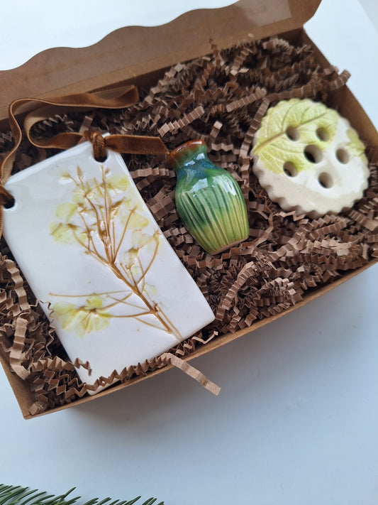 Boxed Gift Set - Ornament, Flower Frog, & Tiny vase