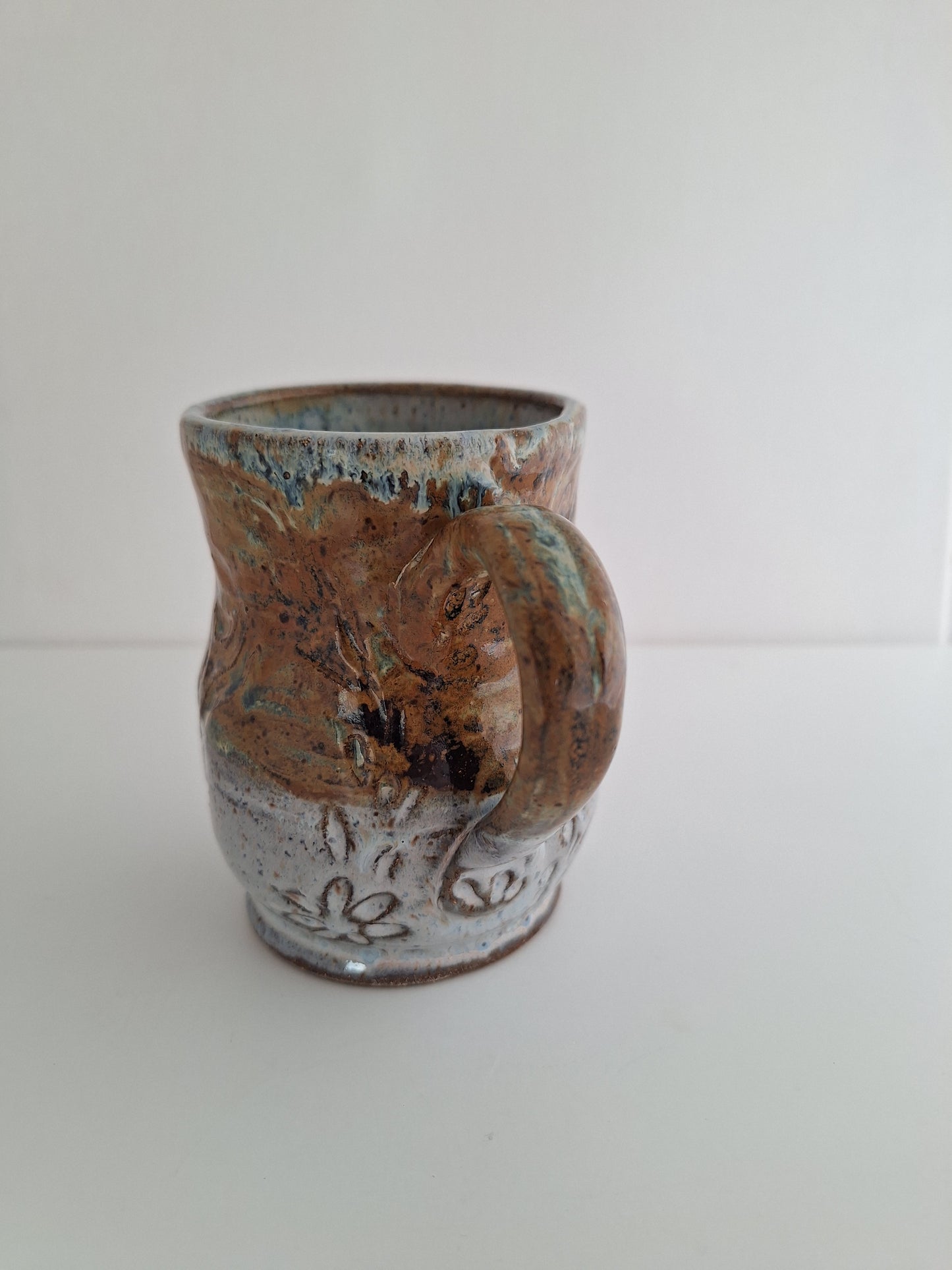 Hand Carved Stoneware Mug – Earthy Texture - One of a Kind Mug