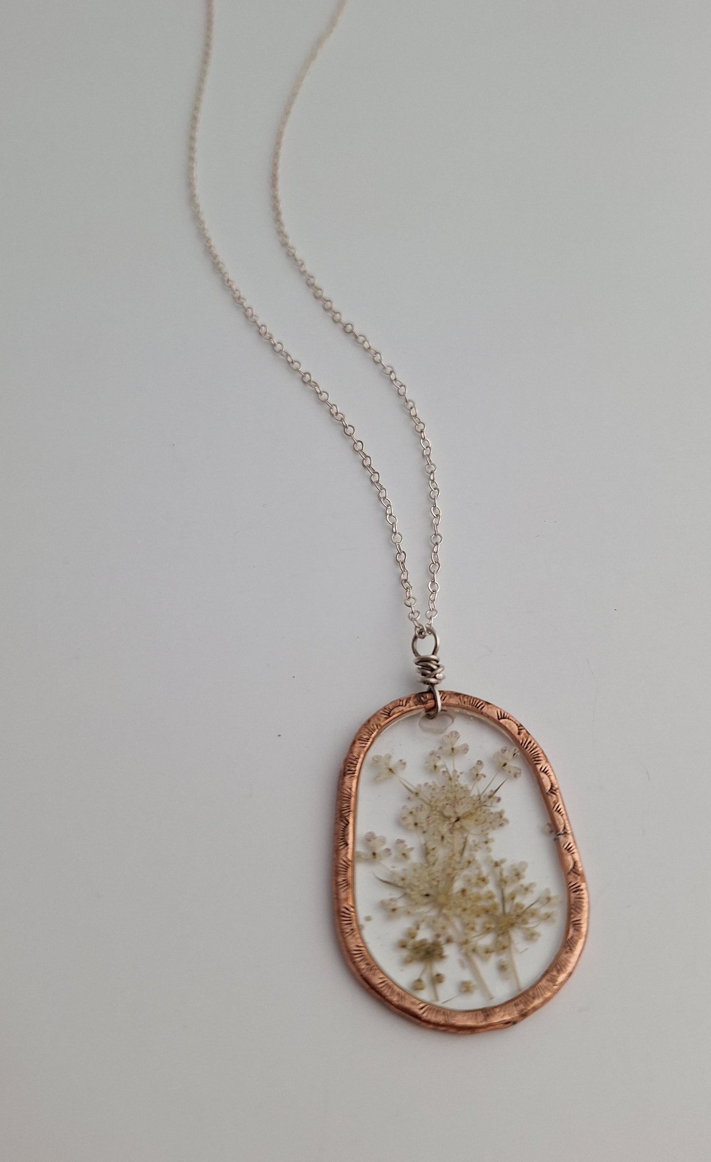 Queen Annes Lace Necklace - pressed flowers