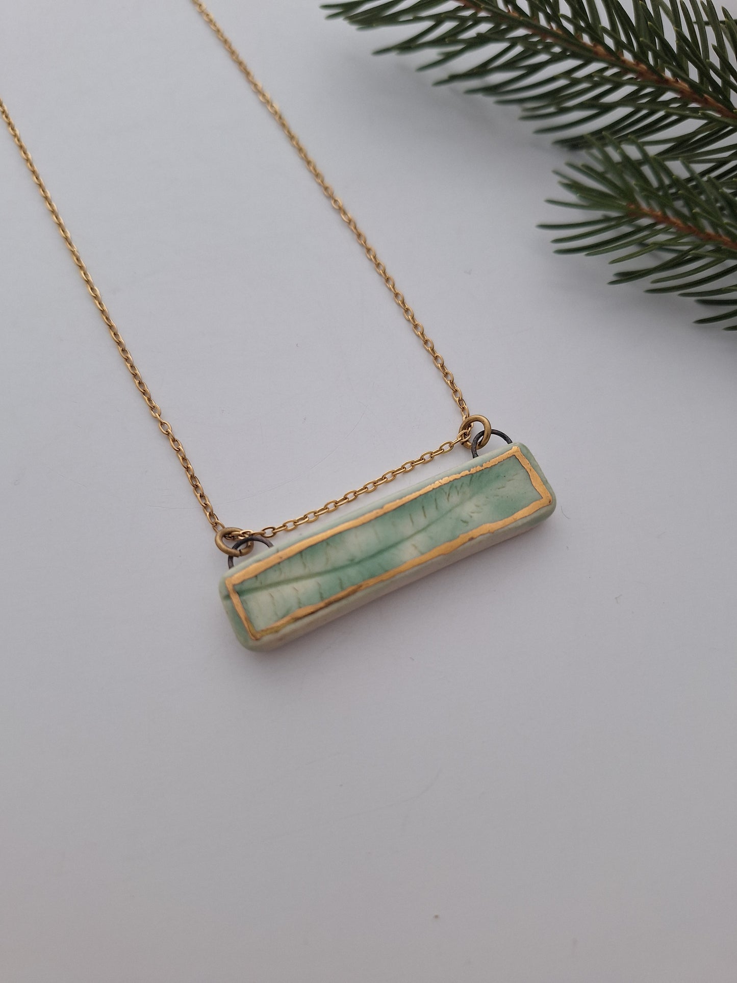 Cinnamon Fern Ceramic Necklace