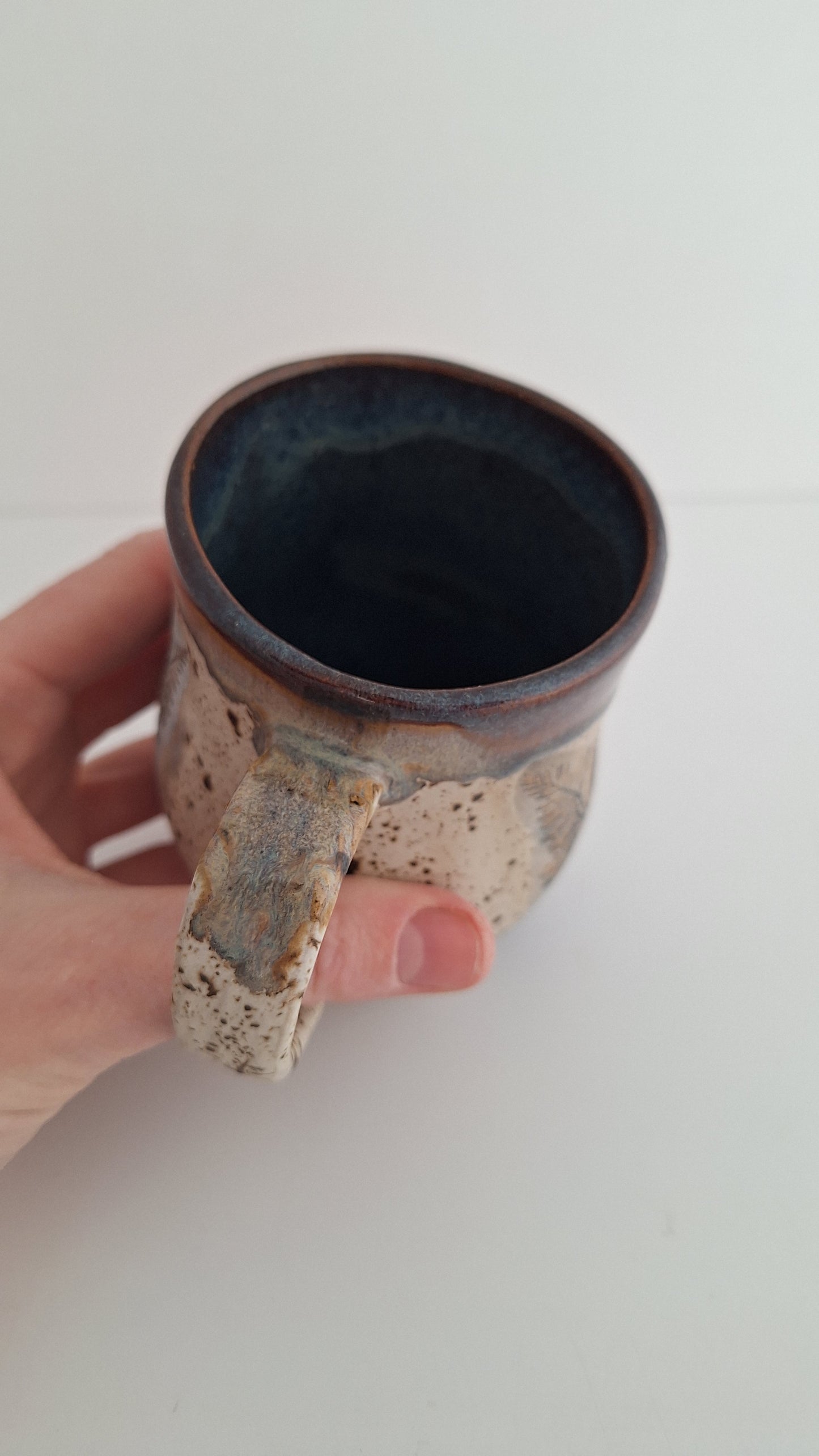 Hand Pressed Botanical Stoneware Mug – Rabbits Foot Fern, One of a Kind Handmade Mug