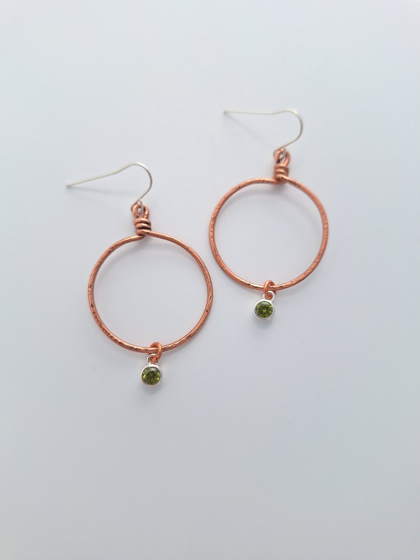 Olivine Hammered Hoop Earrings