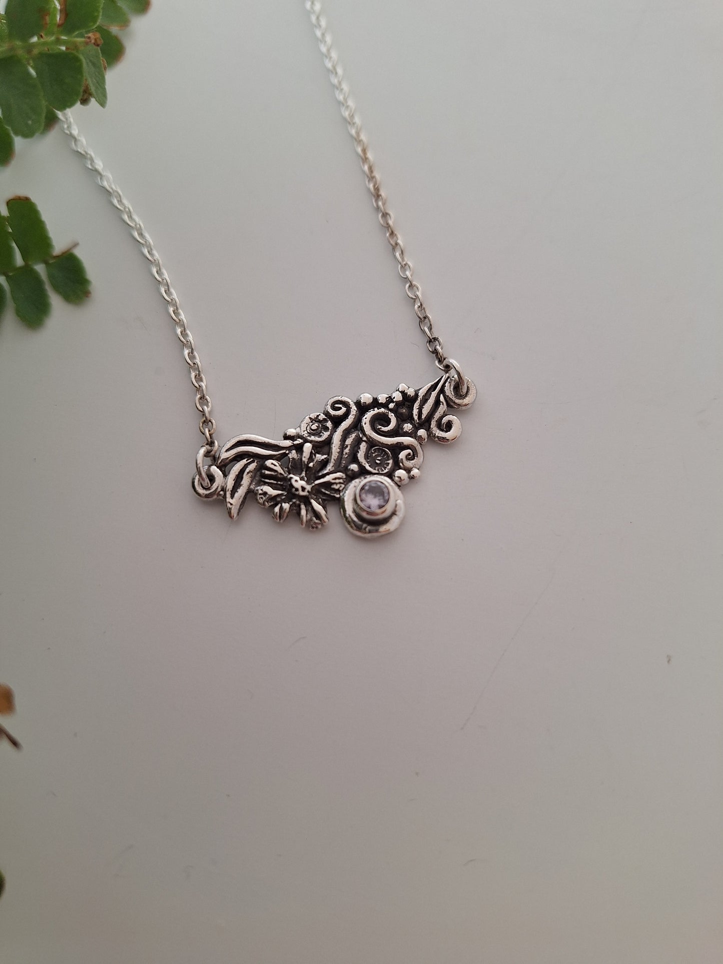 Sterling Silver Cosmo Necklace — One of a Kind Botanical Pendant