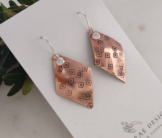 Textured copper earrings