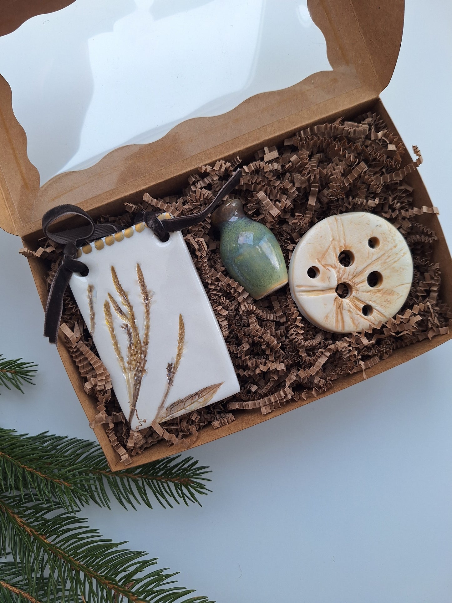 Boxed Gift Set - Ornament, Flower Frog, & Tiny vase