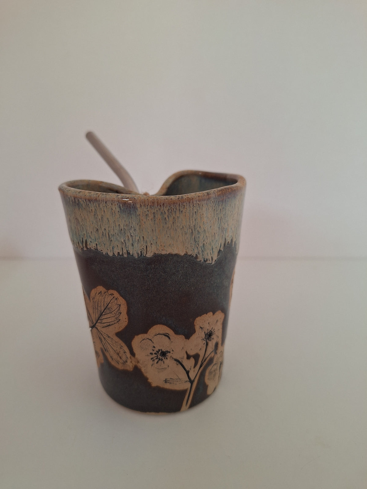 Cocktail Sipper - Botanical Imprint, wild strawberry- straw included