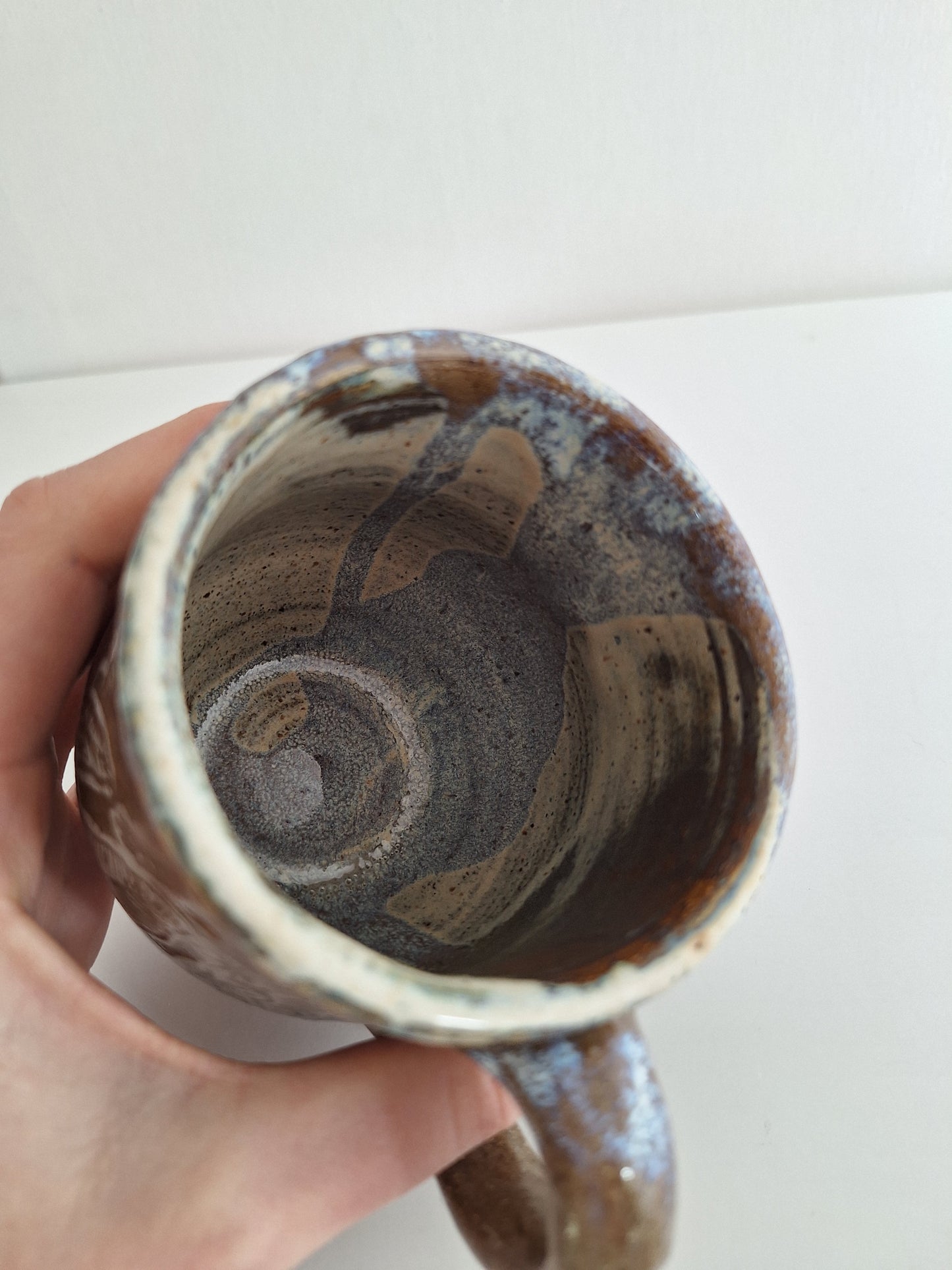 Hand Carved Botanical Stoneware Mug – Mushroom Fern - One of a Kind Sgraffito Mug