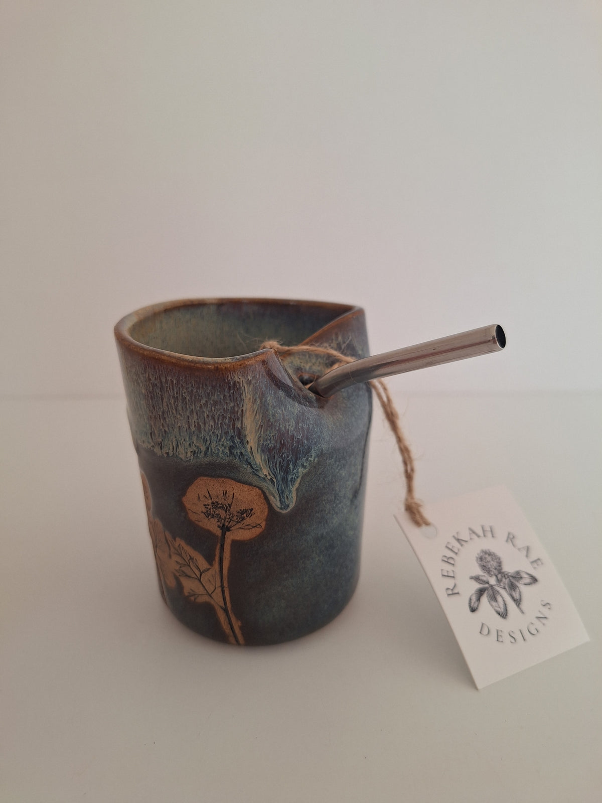 Cocktail Sipper - Botanical Imprint, wild carrot - straw included