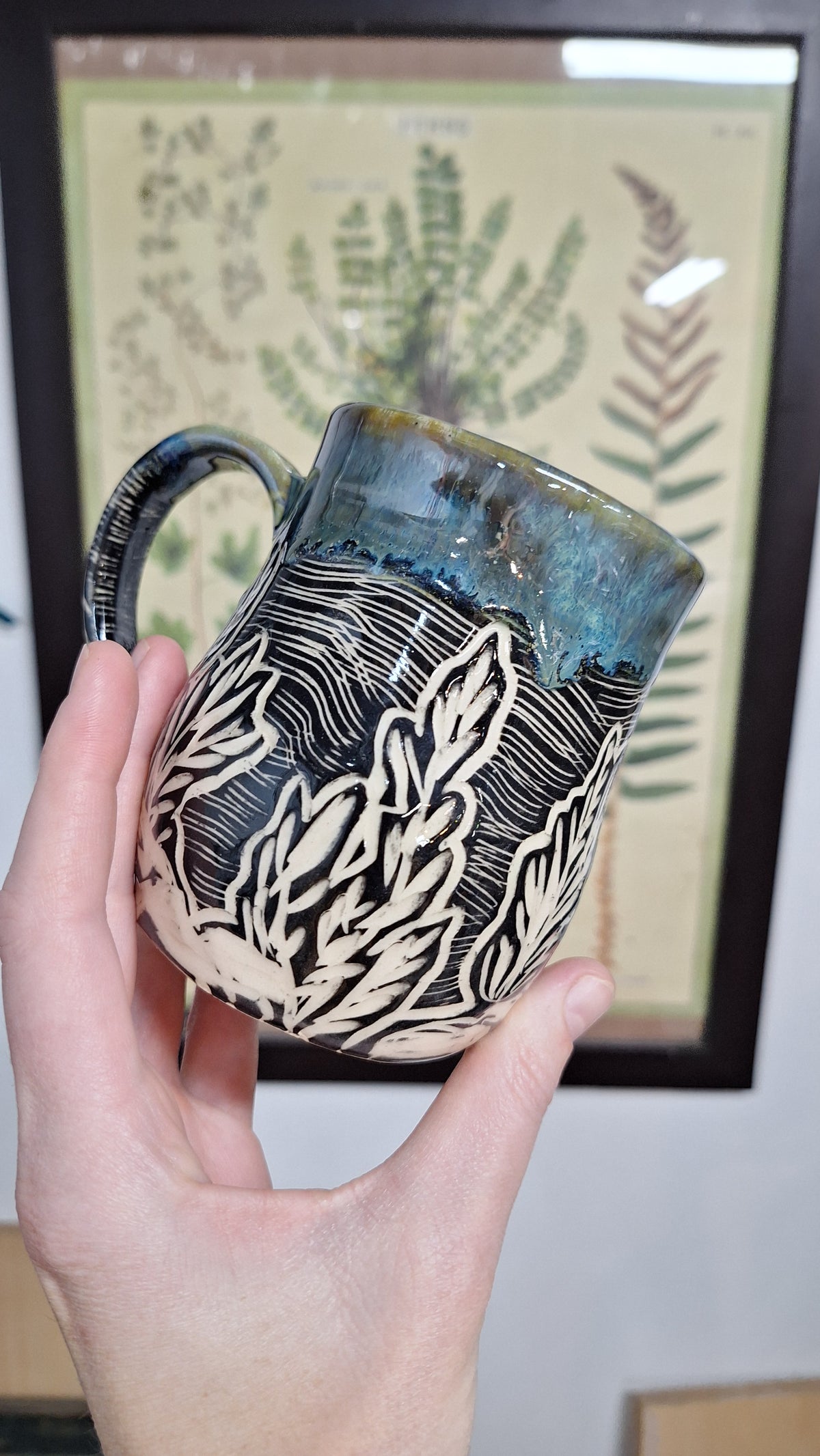 *RESERVED FOR JW* - Carp Mug - Hand carved / sgraffito