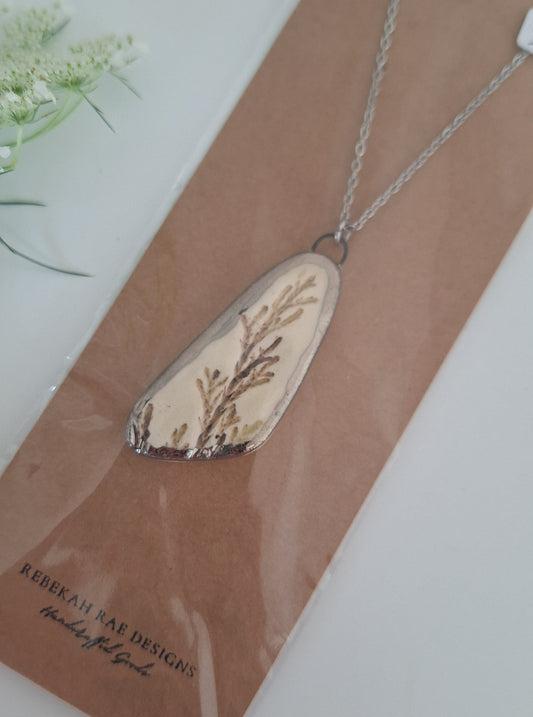 Botanical Imprint Necklace, ceramic