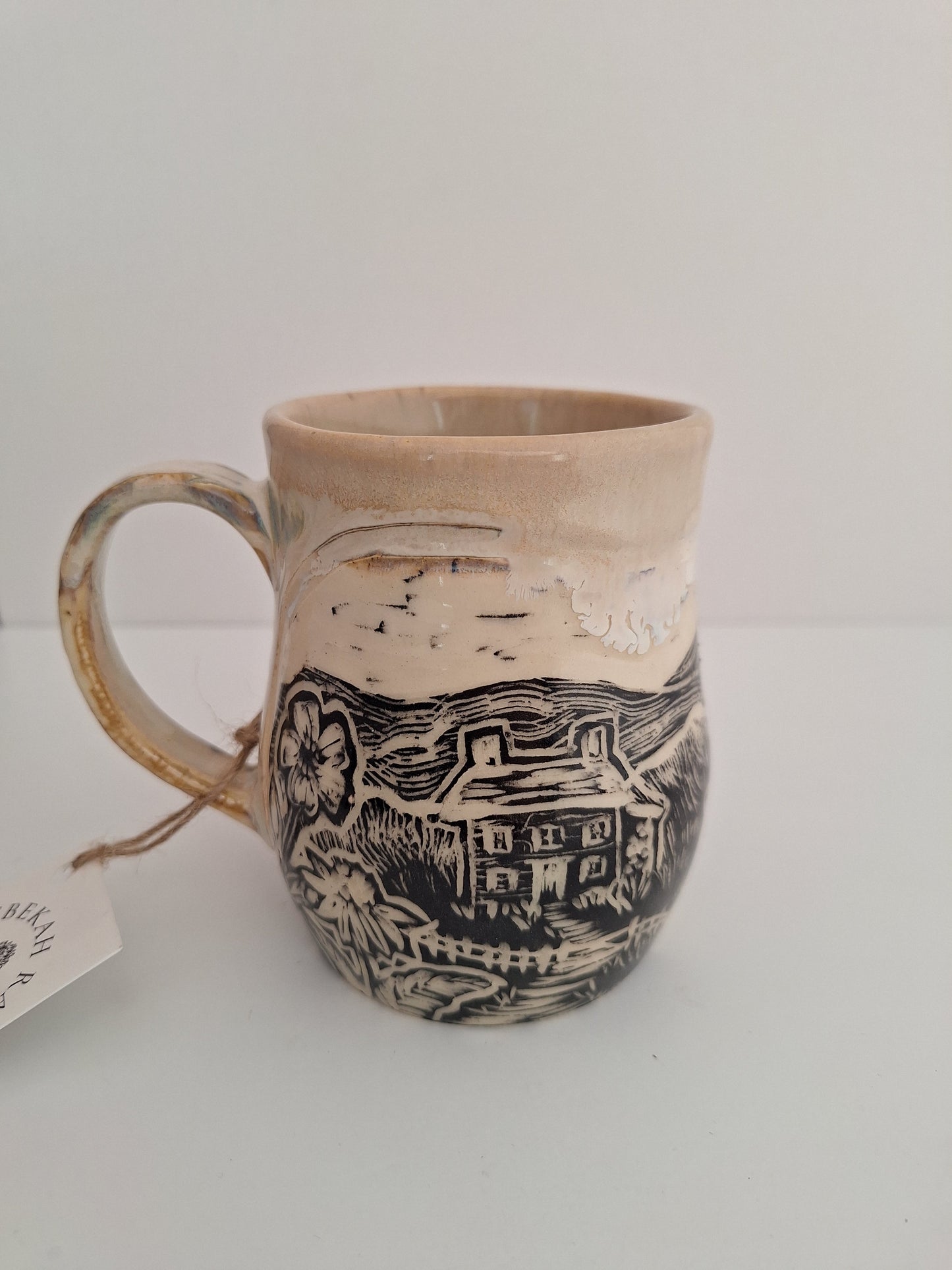 Hand-carved Country Cottage Mug